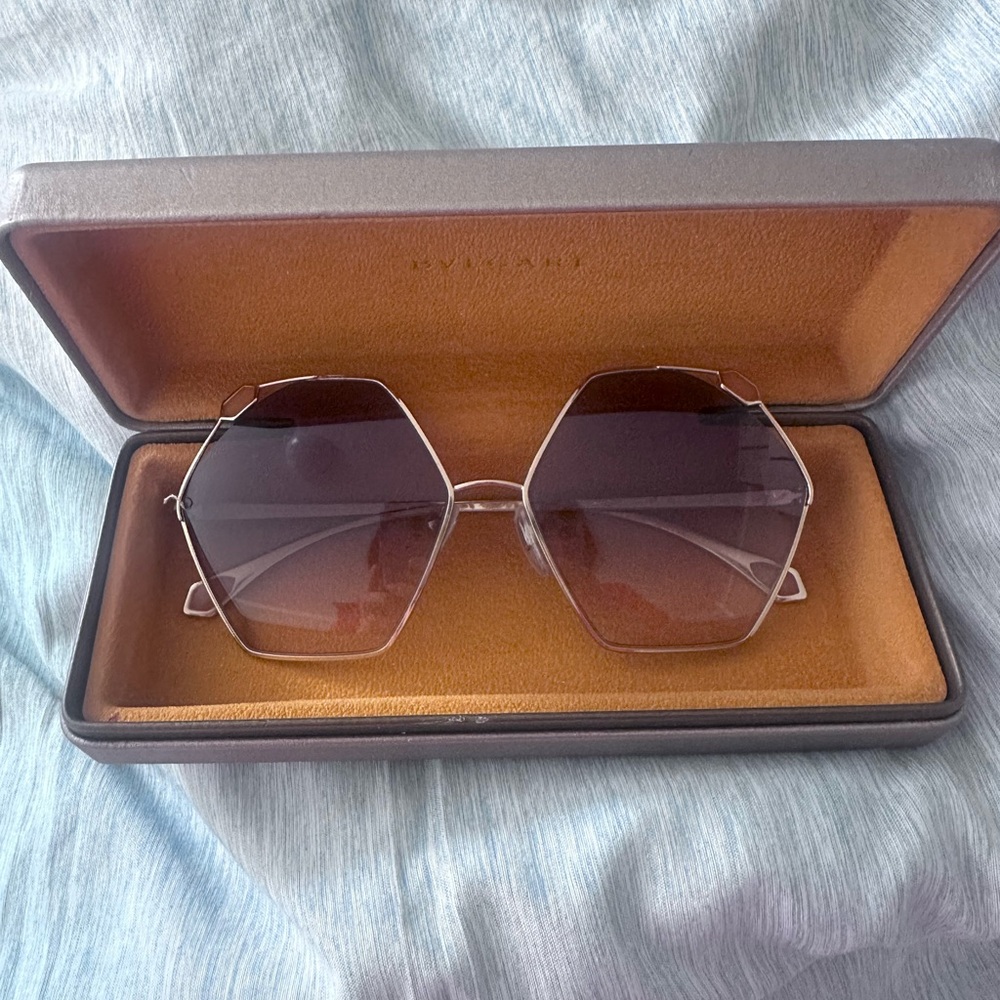 Bulgari Hexagonal Sunglasses with Gradient Lenses